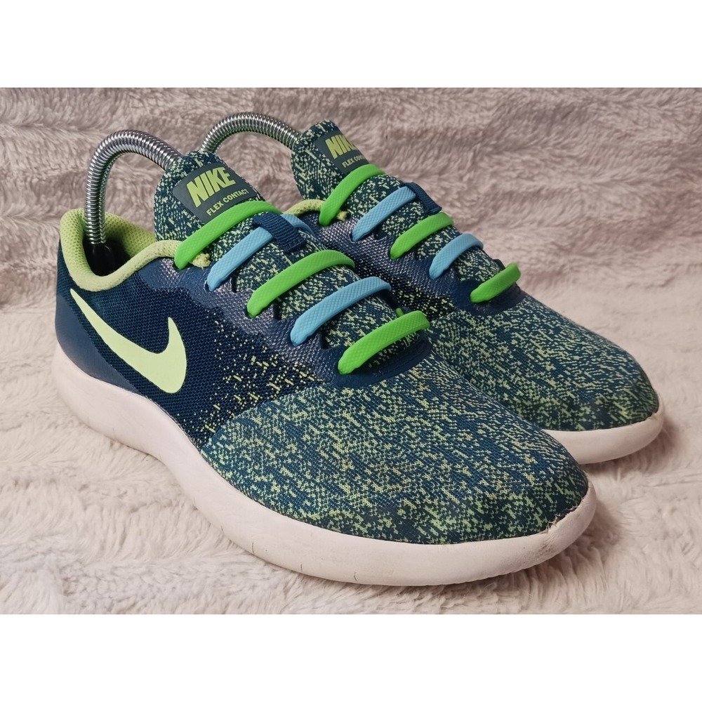 Nike Flex Run Contact Sneakers Shoes Sz 7 Women/5.5 Youth AV8576-400 Green Blue
